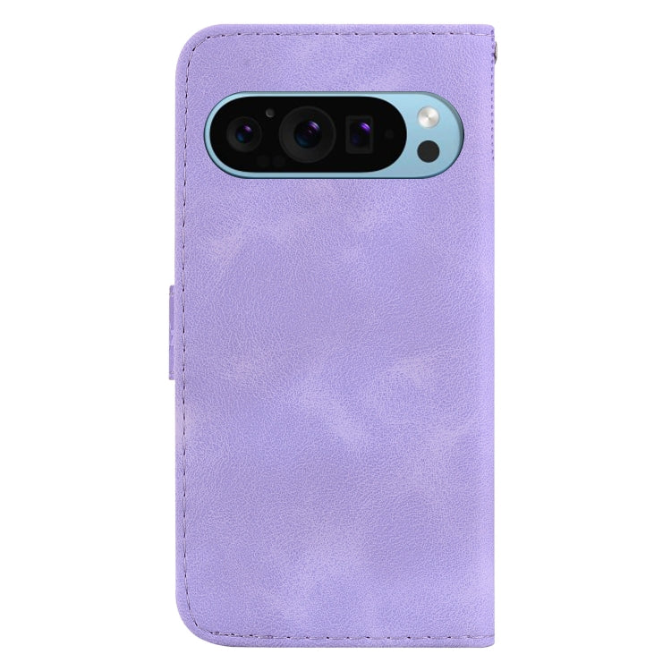 For Google Pixel 9 7-shaped Embossed Leather Phone Case(Purple) - Google Cases by buy2fix | Online Shopping UK | buy2fix