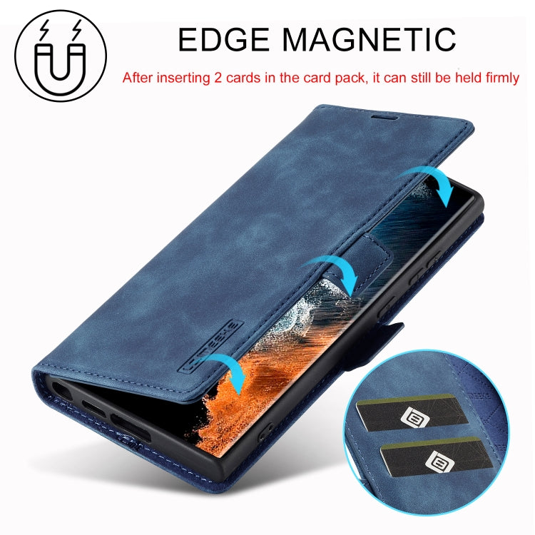 For Samsung Galaxy S24 Ultra 5G LC.IMEEKE Strong Magnetism Microfiber Leather Phone Case(Blue) - Galaxy S24 Ultra 5G Cases by LC.IMEEKE | Online Shopping UK | buy2fix