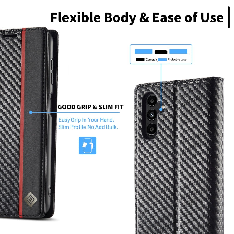 For Samsung Galaxy S23 FE 5G LC.IMEEKE Carbon Fiber Leather Phone Case(Vertical Black) - Galaxy S23 FE 5G Cases by LC.IMEEKE | Online Shopping UK | buy2fix