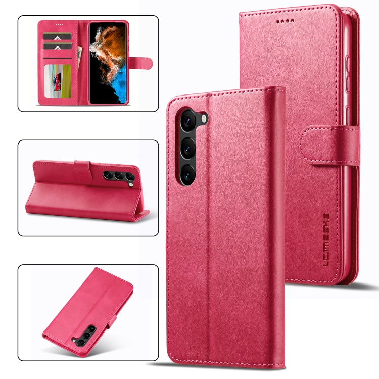For Samsung Galaxy S24+ 5G LC.IMEEKE Calf Texture Leather Phone Case(Red) - Galaxy S24+ 5G Cases by LC.IMEEKE | Online Shopping UK | buy2fix