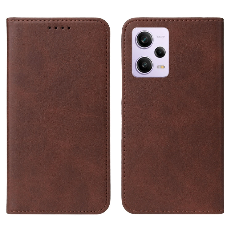 For Xiaomi Redmi Note 12 Pro 5G Global Magnetic Closure Leather Phone Case(Brown) - Xiaomi Cases by buy2fix | Online Shopping UK | buy2fix