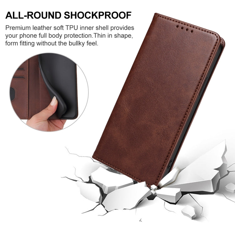 For Xiaomi Redmi Note 12 Pro 5G Global Magnetic Closure Leather Phone Case(Brown) - Xiaomi Cases by buy2fix | Online Shopping UK | buy2fix