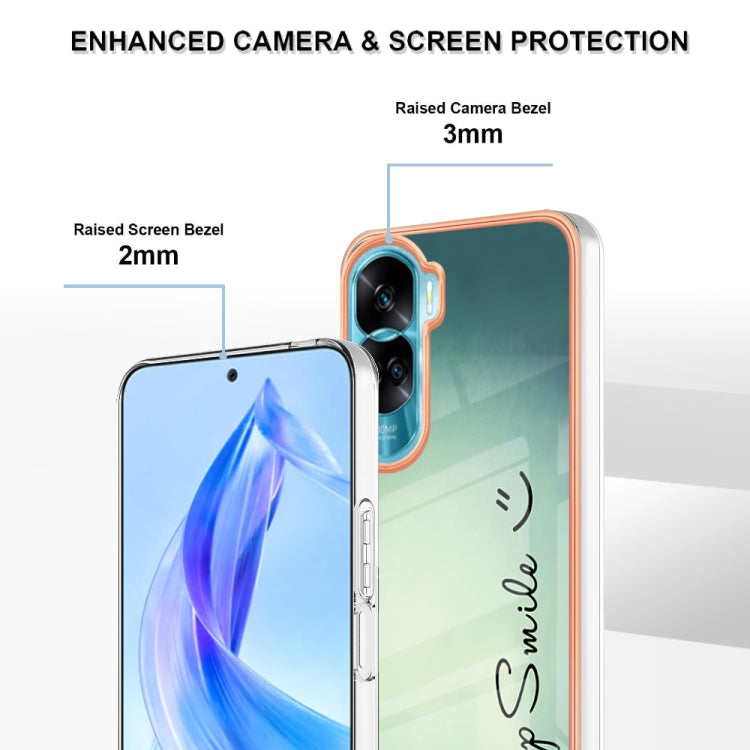 For Honor 90 Lite 5G Electroplating Marble Dual-side IMD Phone Case(Smile) - Honor Cases by buy2fix | Online Shopping UK | buy2fix