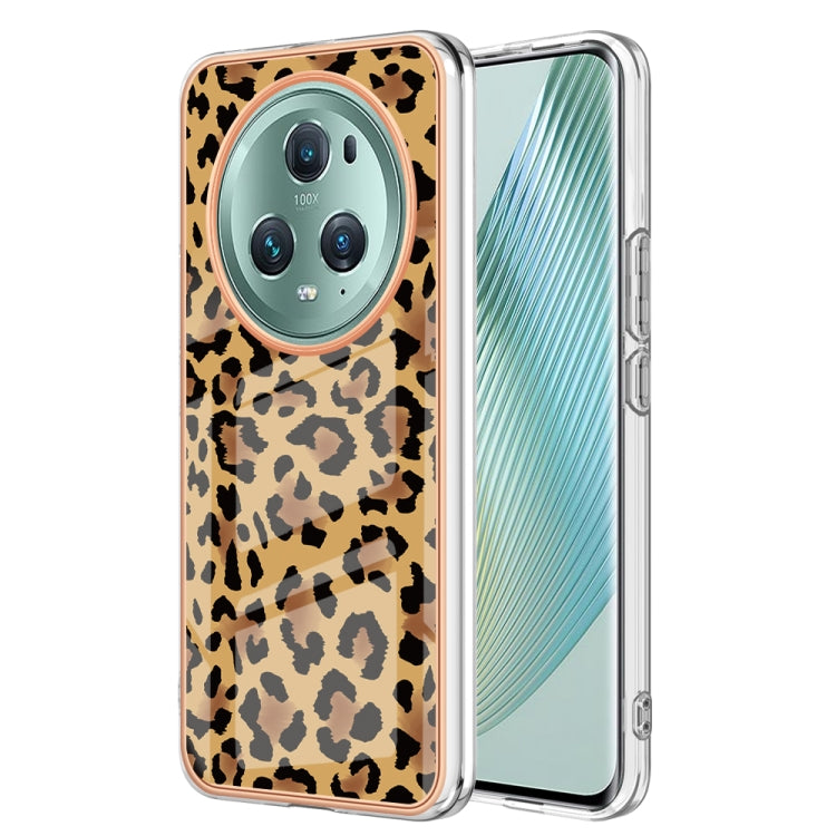 For Honor Magic 5 Pro Electroplating Marble Dual-side IMD Phone Case(Leopard Print) - Honor Cases by buy2fix | Online Shopping UK | buy2fix