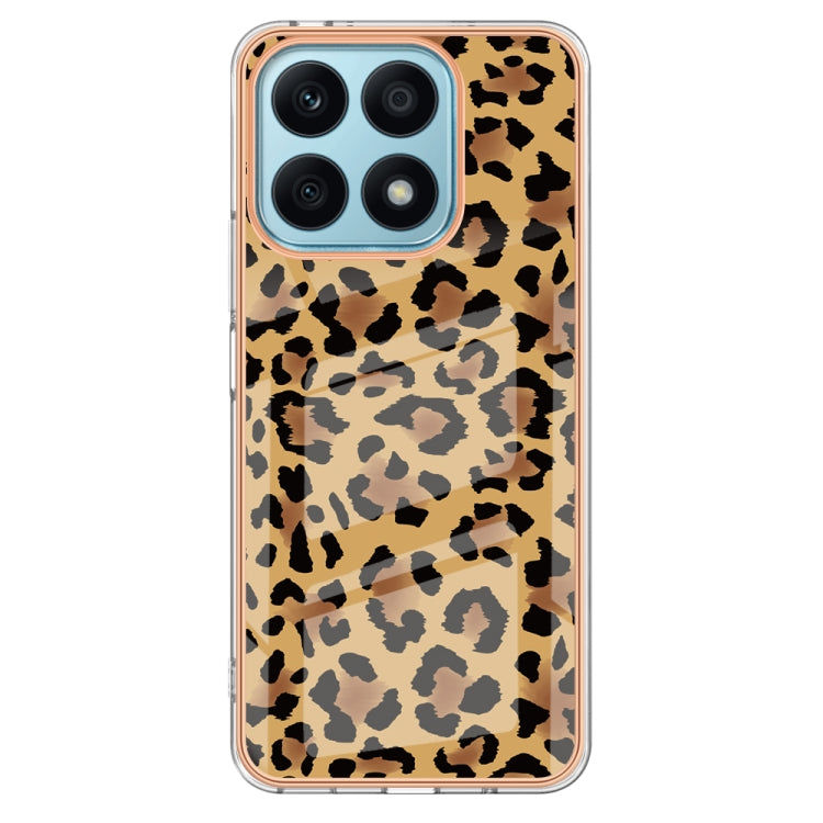 For Honor X8a Electroplating Marble Dual-side IMD Phone Case(Leopard Print) - Honor Cases by buy2fix | Online Shopping UK | buy2fix