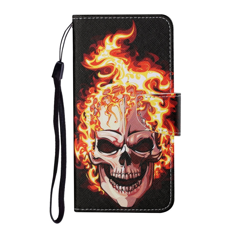 For iPhone 16 Pro 3D Colored Drawing Flip Leather Phone Case(Flame Skull) - iPhone 16 Pro Cases by buy2fix | Online Shopping UK | buy2fix