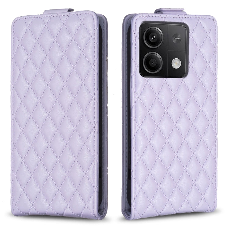 For Xiaomi Redmi Note 13 4G Global Diamond Lattice Vertical Flip Leather Phone Case(Purple) - Note 13 Cases by buy2fix | Online Shopping UK | buy2fix