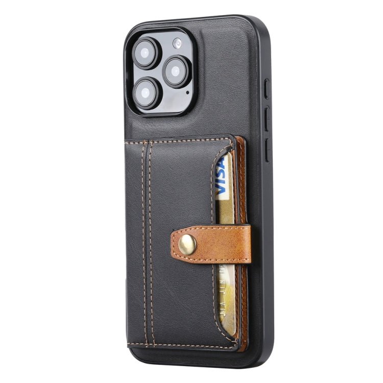 For iPhone 16 Pro Calfskin Card Slot TPU Hybrid PU Phone Case(Black) - iPhone 16 Pro Cases by buy2fix | Online Shopping UK | buy2fix