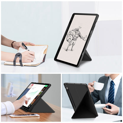 For Samsung Galaxy Tab S9 Cloth Texture Multi-folding Horizontal Flip Leather Tablet Case(Black) - Galaxy Tab S9 Cases by buy2fix | Online Shopping UK | buy2fix