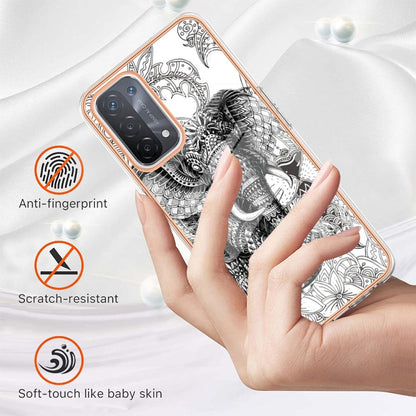 For OPPO A74 / A93 5G / A54 5G / A93s 5G Electroplating Marble Dual-side IMD Phone Case(Totem Elephant) - OPPO Cases by buy2fix | Online Shopping UK | buy2fix