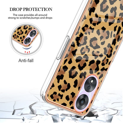 For OPPO A78 / A58 Electroplating Marble Dual-side IMD Phone Case(Leopard Print) - OPPO Cases by buy2fix | Online Shopping UK | buy2fix