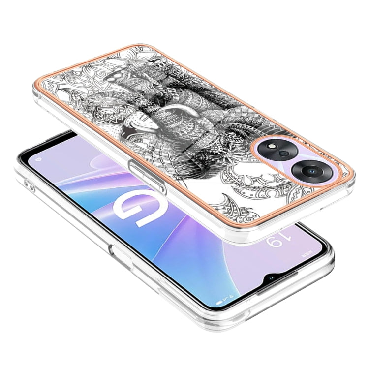 For OPPO A78 / A58 Electroplating Marble Dual-side IMD Phone Case(Totem Elephant) - OPPO Cases by buy2fix | Online Shopping UK | buy2fix