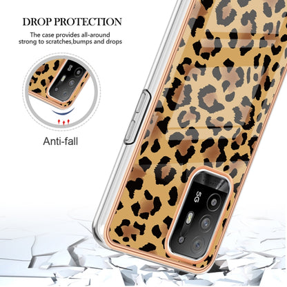 For OPPO A94 5G / A95 5G Electroplating Marble Dual-side IMD Phone Case(Leopard Print) - OPPO Cases by buy2fix | Online Shopping UK | buy2fix