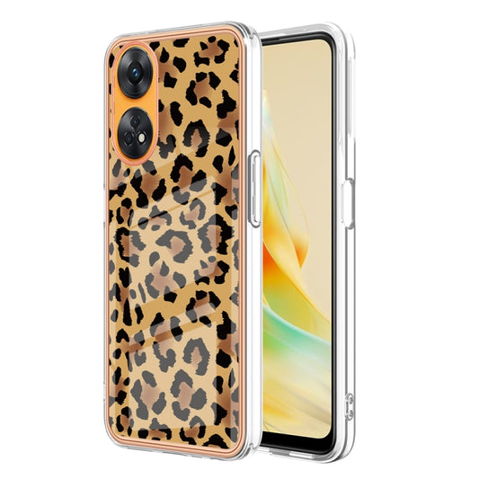 For OPPO Reno8 T 4G Electroplating Marble Dual-side IMD Phone Case(Leopard Print) - OPPO Cases by buy2fix | Online Shopping UK | buy2fix