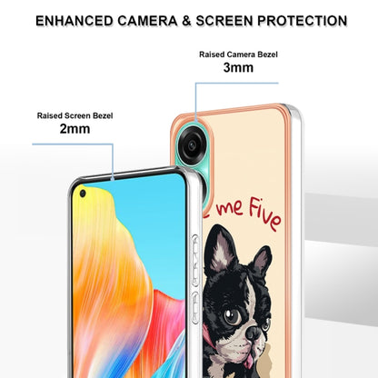 For OPPO A78 4G Electroplating Marble Dual-side IMD Phone Case(Lucky Dog) - OPPO Cases by buy2fix | Online Shopping UK | buy2fix