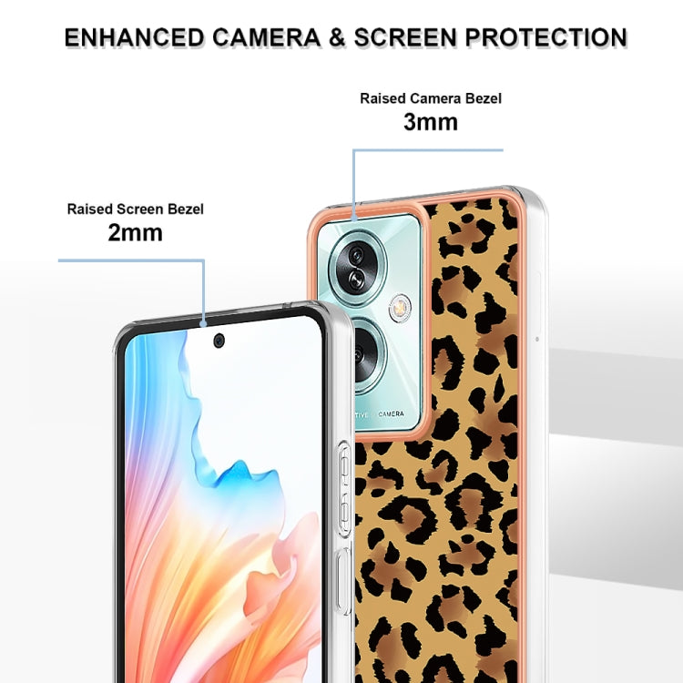 For OPPO A79 5G Global Electroplating Marble Dual-side IMD Phone Case(Leopard Print) - OPPO Cases by buy2fix | Online Shopping UK | buy2fix