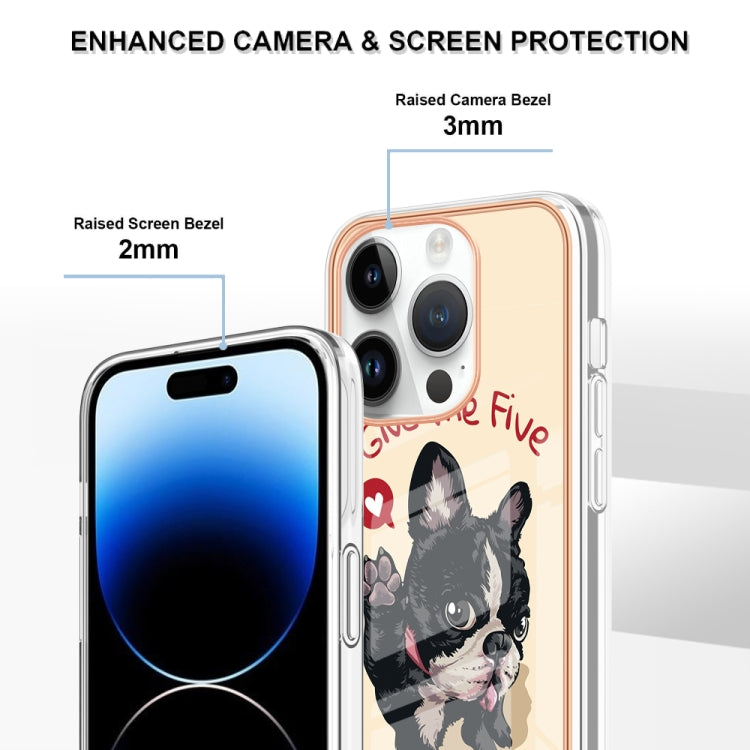 For iPhone 16 Pro Electroplating Marble Dual-side IMD Phone Case(Lucky Dog) - iPhone 16 Pro Cases by buy2fix | Online Shopping UK | buy2fix