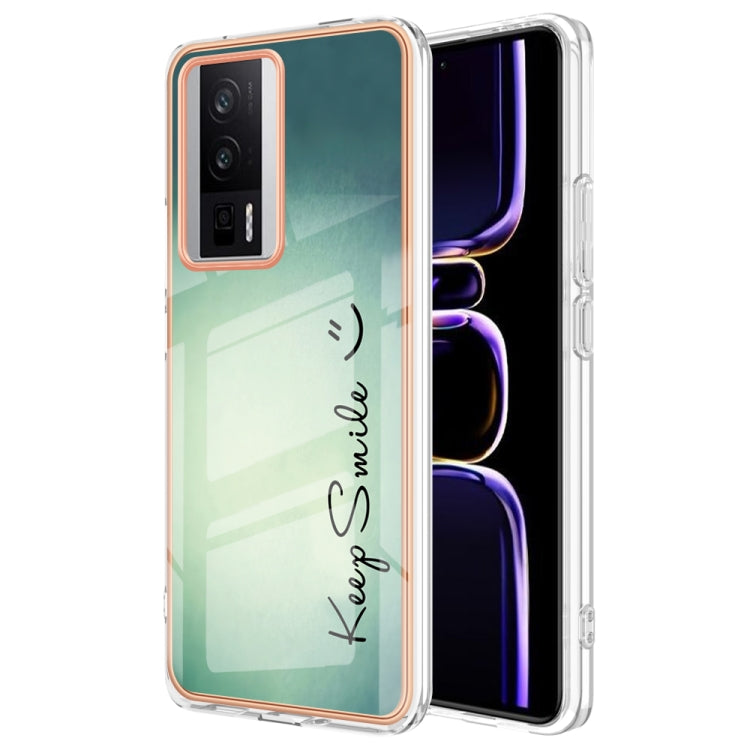 For Xiaomi Poco F5 Pro 5G / Redmi K60 Electroplating Marble Dual-side IMD Phone Case(Smile) - Xiaomi Cases by buy2fix | Online Shopping UK | buy2fix