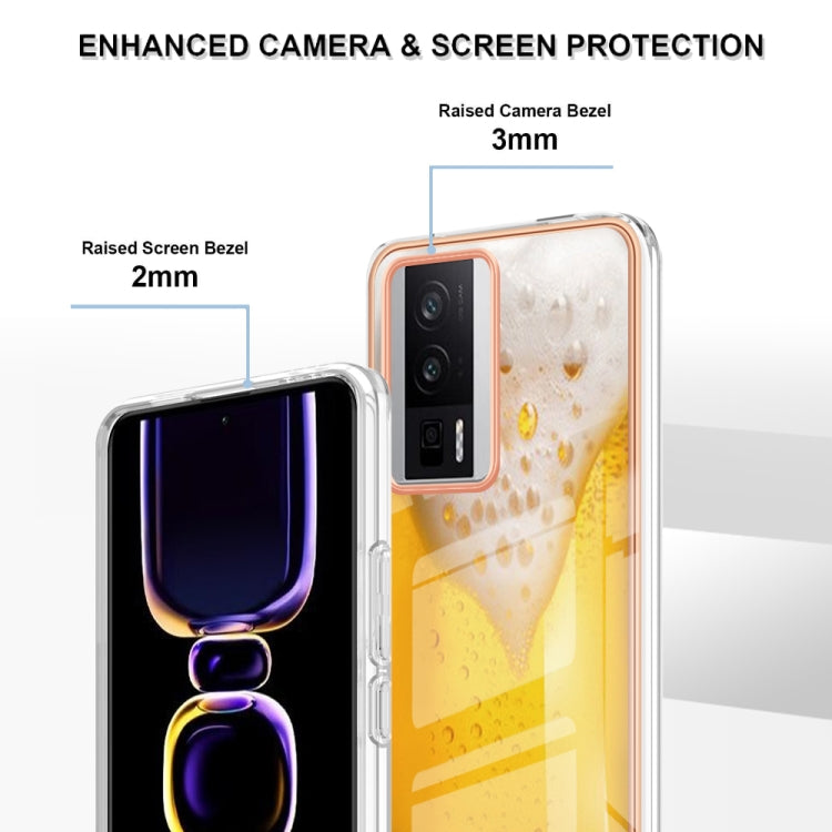 For Xiaomi Poco F5 Pro 5G / Redmi K60 Electroplating Marble Dual-side IMD Phone Case(Draft Beer) - Xiaomi Cases by buy2fix | Online Shopping UK | buy2fix