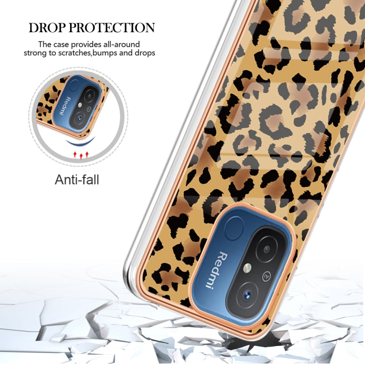 For Xiaomi Redmi 12C / 11A 4G Electroplating Marble Dual-side IMD Phone Case(Leopard Print) - Xiaomi Cases by buy2fix | Online Shopping UK | buy2fix