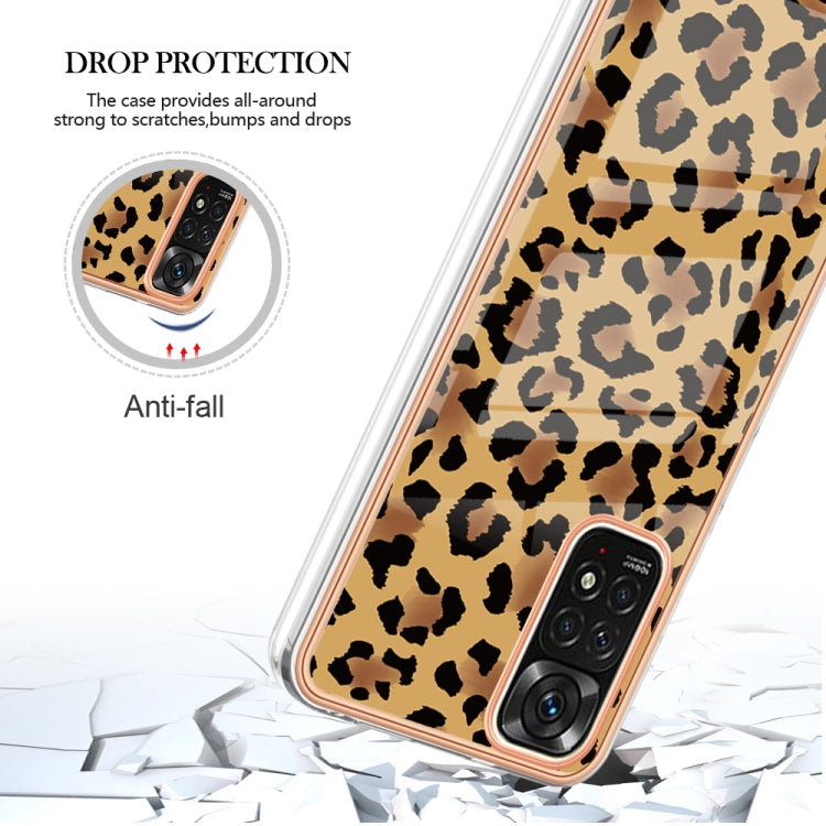 For Xiaomi Redmi Note 11s / Note 11 4G Electroplating Marble Dual-side IMD Phone Case(Leopard Print) - Xiaomi Cases by buy2fix | Online Shopping UK | buy2fix