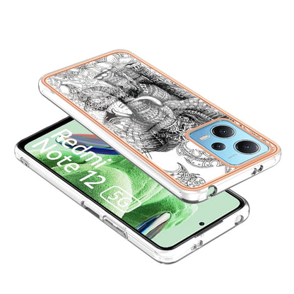 For Xiaomi Redmi Note 12 5G Global Electroplating Marble Dual-side IMD Phone Case(Totem Elephant) - Xiaomi Cases by buy2fix | Online Shopping UK | buy2fix