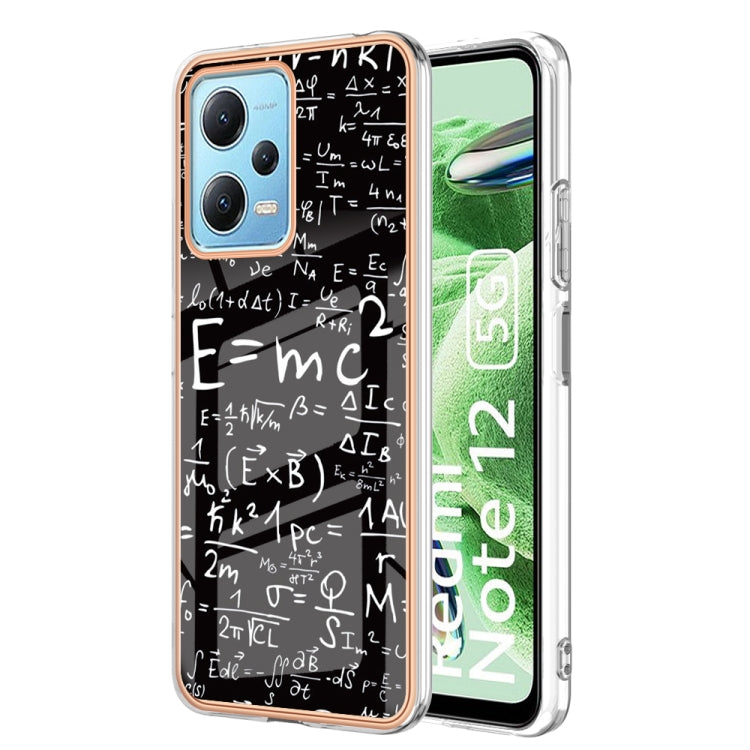 For Xiaomi Redmi Note 12 5G Global Electroplating Marble Dual-side IMD Phone Case(Equation) - Xiaomi Cases by buy2fix | Online Shopping UK | buy2fix