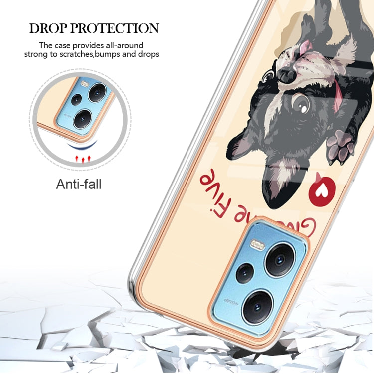 For Xiaomi Redmi Note 12 5G Global Electroplating Marble Dual-side IMD Phone Case(Lucky Dog) - Xiaomi Cases by buy2fix | Online Shopping UK | buy2fix