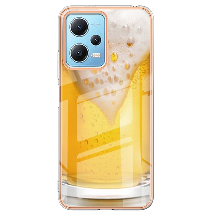 For Xiaomi Redmi Note 12 5G Global Electroplating Marble Dual-side IMD Phone Case(Draft Beer) - Xiaomi Cases by buy2fix | Online Shopping UK | buy2fix