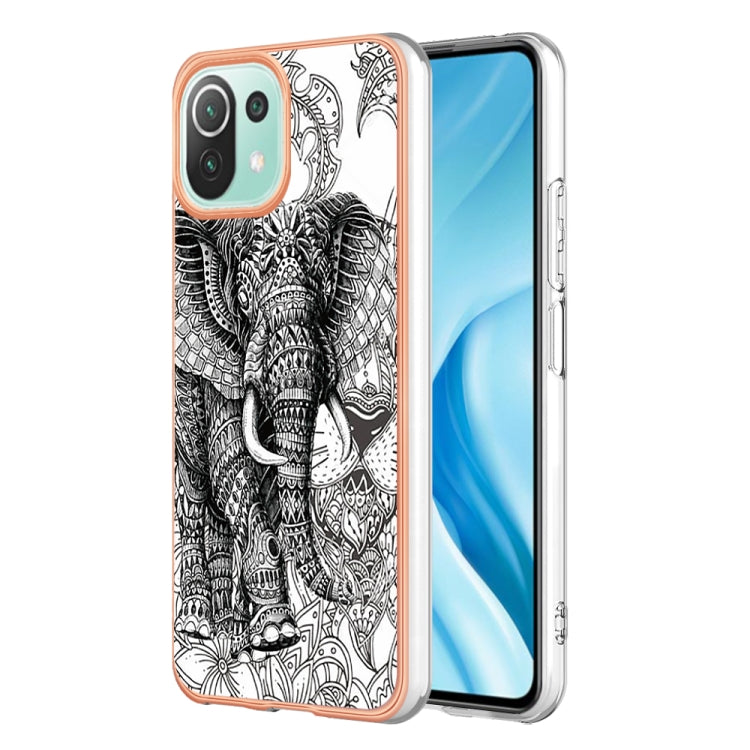 For Xiaomi 11 Lite Electroplating Marble Dual-side IMD Phone Case(Totem Elephant) - Xiaomi Cases by buy2fix | Online Shopping UK | buy2fix