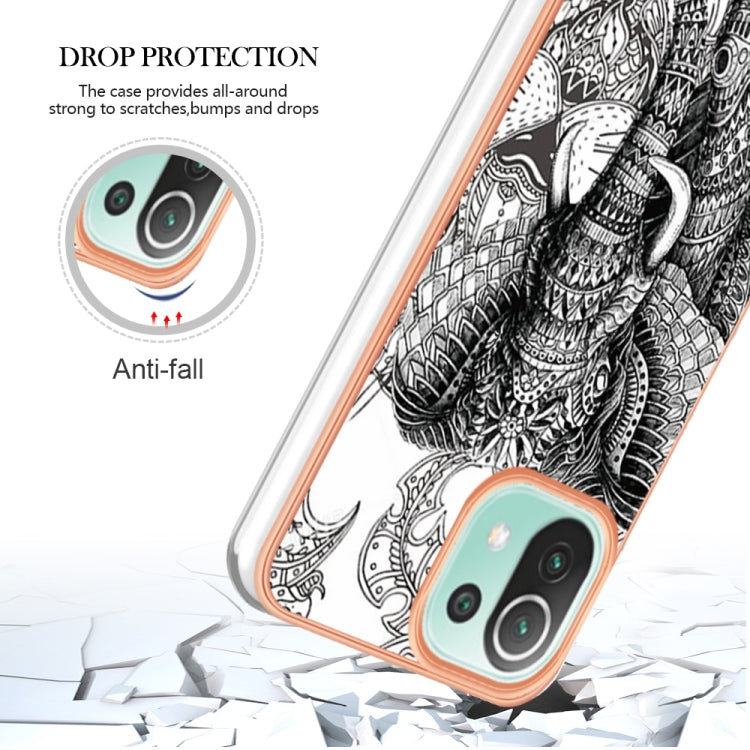 For Xiaomi 11 Lite Electroplating Marble Dual-side IMD Phone Case(Totem Elephant) - Xiaomi Cases by buy2fix | Online Shopping UK | buy2fix