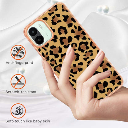 For Xiaomi Redmi A1 Electroplating Marble Dual-side IMD Phone Case(Leopard Print) - Xiaomi Cases by buy2fix | Online Shopping UK | buy2fix