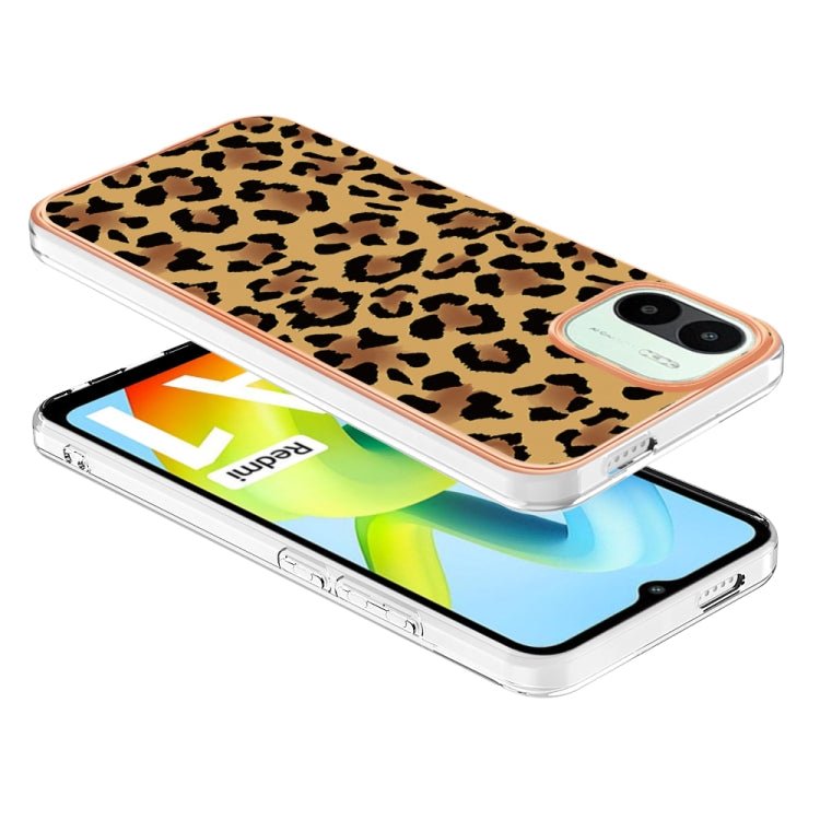 For Xiaomi Redmi A1 Electroplating Marble Dual-side IMD Phone Case(Leopard Print) - Xiaomi Cases by buy2fix | Online Shopping UK | buy2fix