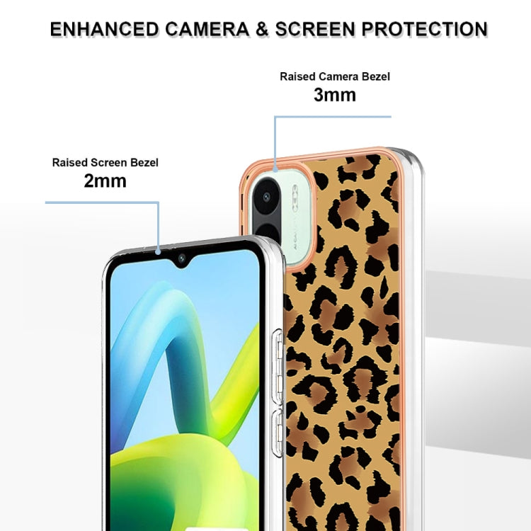 For Xiaomi Redmi A1 Electroplating Marble Dual-side IMD Phone Case(Leopard Print) - Xiaomi Cases by buy2fix | Online Shopping UK | buy2fix