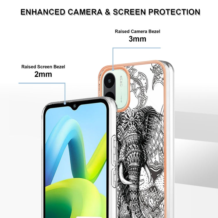 For Xiaomi Redmi A1 Electroplating Marble Dual-side IMD Phone Case(Totem Elephant) - Xiaomi Cases by buy2fix | Online Shopping UK | buy2fix