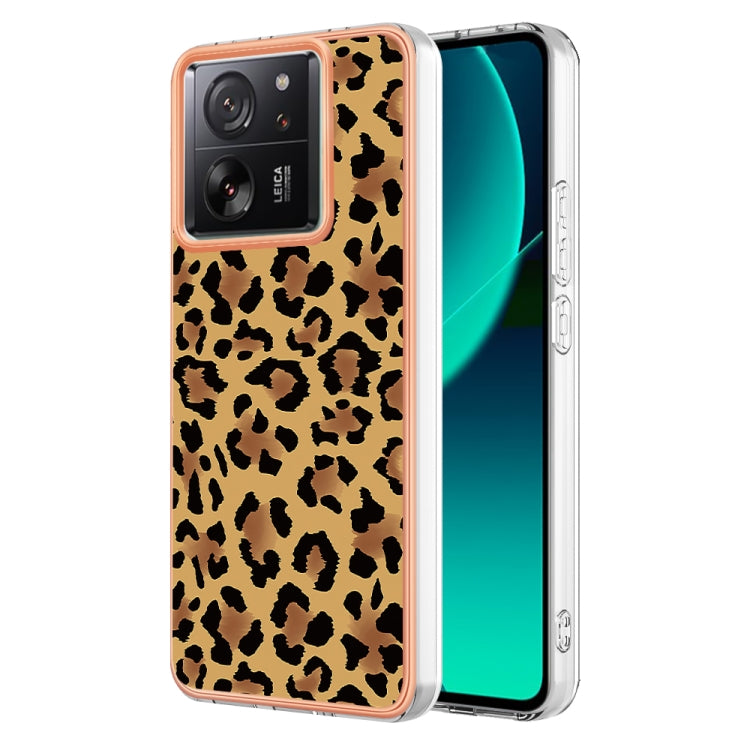 For Xiaomi 13T/13T Pro Electroplating Marble Dual-side IMD Phone Case(Leopard Print) - Xiaomi Cases by buy2fix | Online Shopping UK | buy2fix