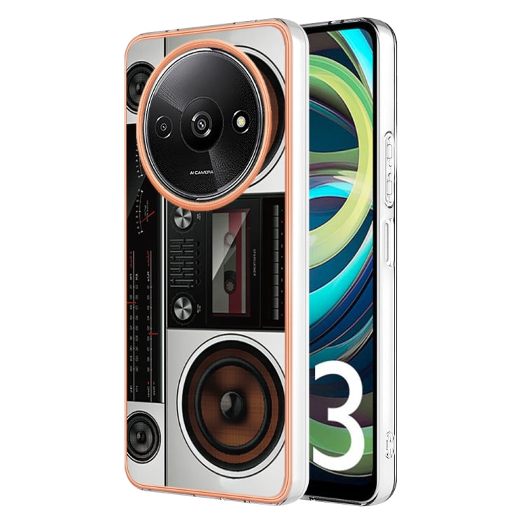 For Xiaomi Redmi A3 Electroplating Marble Dual-side IMD Phone Case(Retro Radio) - Xiaomi Cases by buy2fix | Online Shopping UK | buy2fix