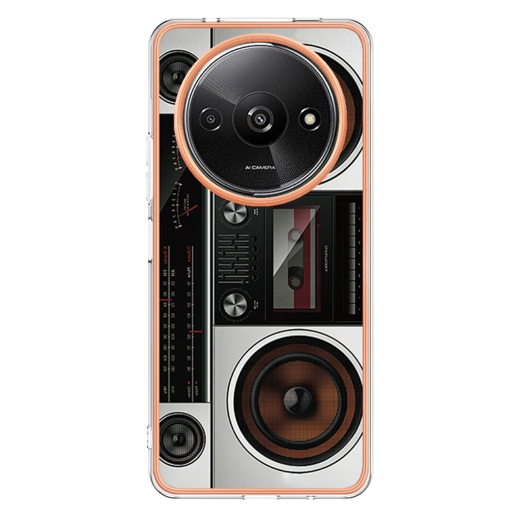 For Xiaomi Redmi A3 Electroplating Marble Dual-side IMD Phone Case(Retro Radio) - Xiaomi Cases by buy2fix | Online Shopping UK | buy2fix