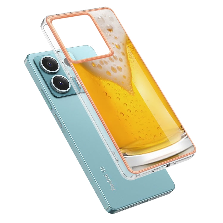 For Xiaomi Redmi Note 13 5G Electroplating Marble Dual-side IMD Phone Case(Draft Beer) - Note 13 Cases by buy2fix | Online Shopping UK | buy2fix