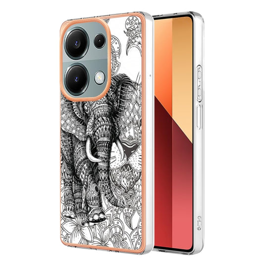For Xiaomi Redmi Note 13 Pro 4G/Poco M6 Pro 4G Electroplating Marble Dual-side IMD Phone Case(Totem Elephant) - Note 13 Pro Cases by buy2fix | Online Shopping UK | buy2fix