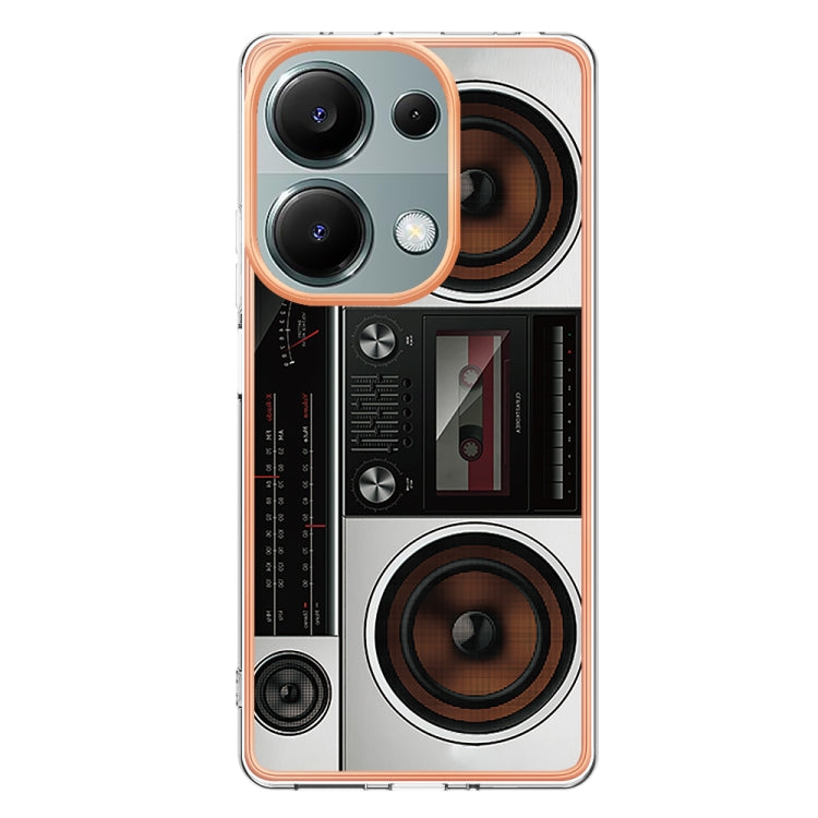 For Xiaomi Redmi Note 13 Pro 4G/Poco M6 Pro 4G Electroplating Marble Dual-side IMD Phone Case(Retro Radio) - Note 13 Pro Cases by buy2fix | Online Shopping UK | buy2fix