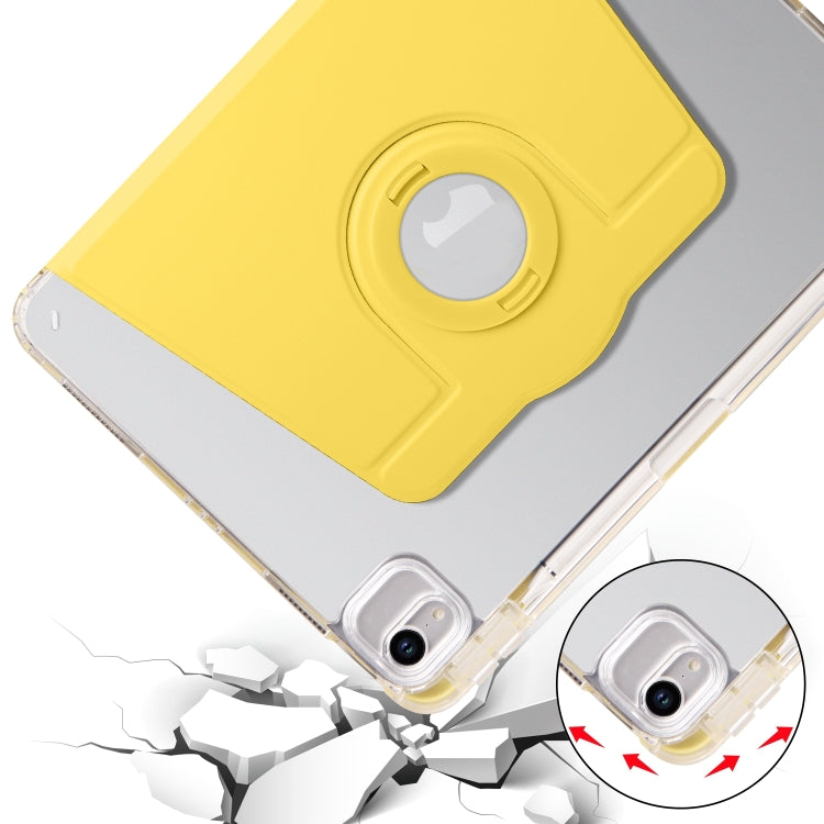 For iPad Pro 11 2024 Clear Acrylic 360 Rotation Detachable Leather Tablet Case(Yellow) - iPad Pro 11 2024 Cases by buy2fix | Online Shopping UK | buy2fix