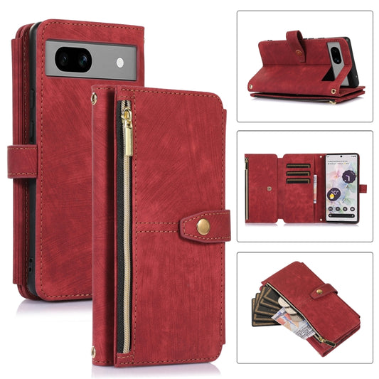 For Google Pixel 7a Dream 9-Card Wallet Zipper Bag Leather Phone Case(Red) - Google Cases by buy2fix | Online Shopping UK | buy2fix