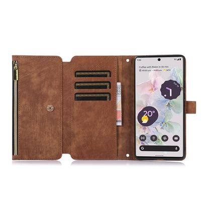 For Google Pixel 7a Dream 9-Card Wallet Zipper Bag Leather Phone Case(Brown) - Google Cases by buy2fix | Online Shopping UK | buy2fix