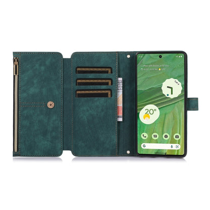 For Google Pixel 7 Dream 9-Card Wallet Zipper Bag Leather Phone Case(Green) - Google Cases by buy2fix | Online Shopping UK | buy2fix