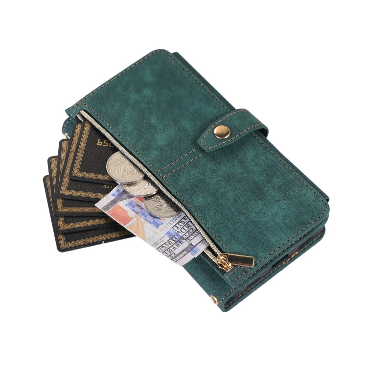 For Google Pixel 7 Dream 9-Card Wallet Zipper Bag Leather Phone Case(Green) - Google Cases by buy2fix | Online Shopping UK | buy2fix