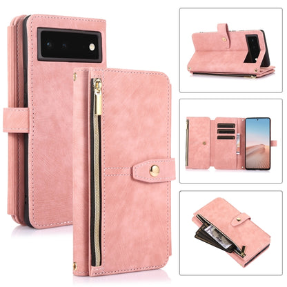 For Google Pixel 6 Dream 9-Card Wallet Zipper Bag Leather Phone Case(Pink) - Google Cases by buy2fix | Online Shopping UK | buy2fix