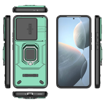 For Xiaomi Redmi K70 5G Sliding Camshield TPU + PC Shockproof Phone Case with Holder(Green) - K70 Cases by buy2fix | Online Shopping UK | buy2fix