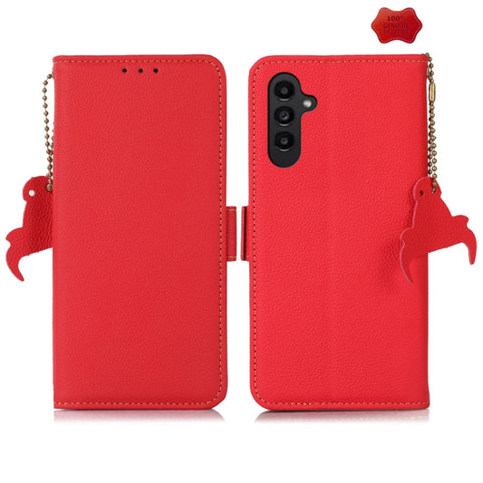 For Samsung Galaxy S24+ Side-Magnetic TJ Genuine Leather RFID Phone Case(Red) - Galaxy Phone Cases by buy2fix | Online Shopping UK | buy2fix