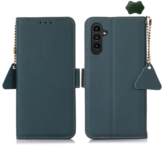 For Samsung Galaxy S24+ Side-Magnetic TJ Genuine Leather RFID Phone Case(Green) - Galaxy Phone Cases by buy2fix | Online Shopping UK | buy2fix